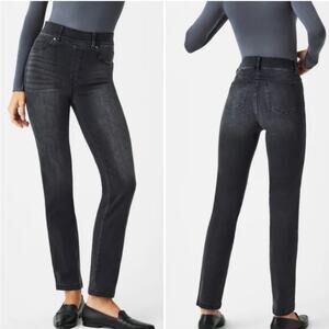 Spanx Straight Leg Jeans Vintage Black 20355R Pull On size Medium